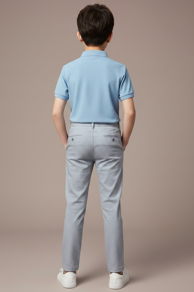 Pantalon Chino Gris Clair Slim Coton Enfant - vue 2