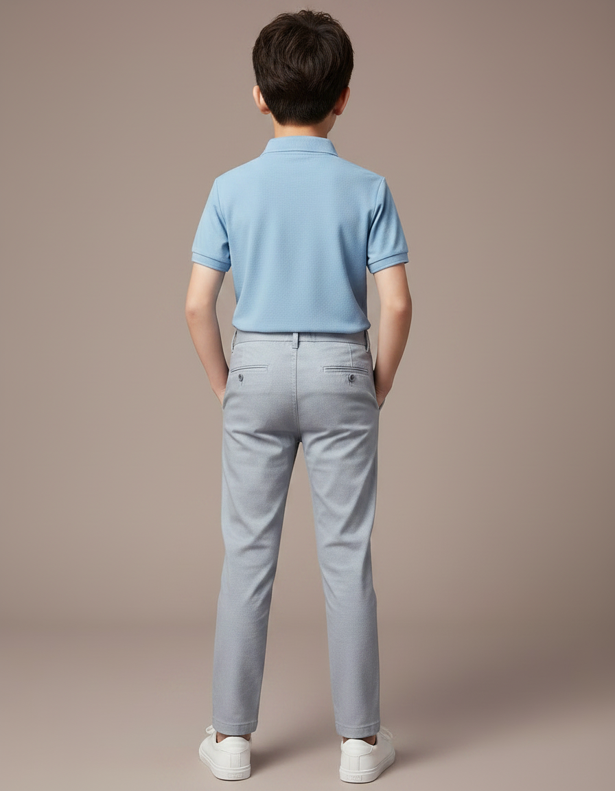 Pantalon Chino Gris Clair Slim Coton Enfant - vue 2