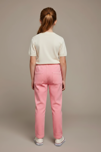 Pantalon Chino Rose Enfant Décontracté Coton Doux - Molleton - vue 2