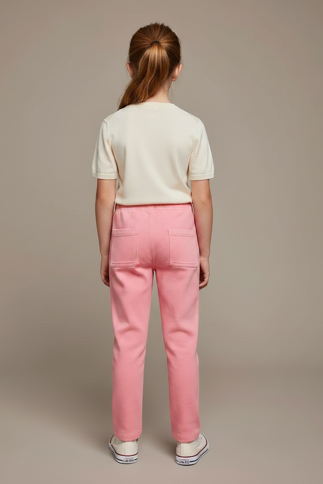 Pantalon Chino Rose Enfant Décontracté Coton Doux - Molleton - vue 2