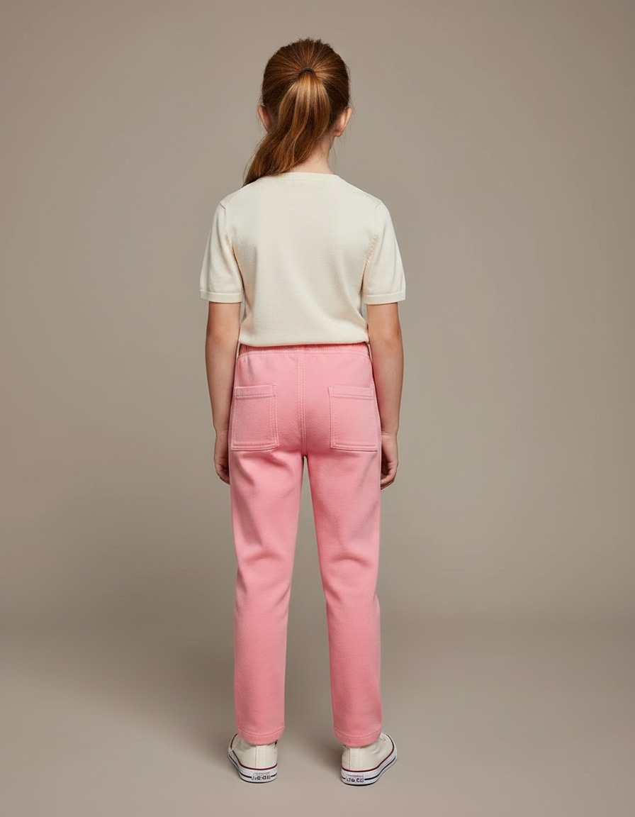 Pantalon Chino Rose Enfant Décontracté Coton Doux - Molleton - vue 2