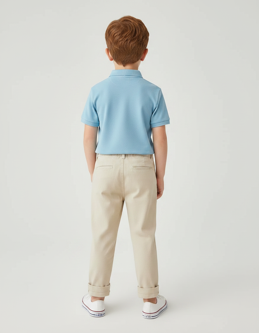 Pantalon Chino Beige Coton Décontracté Enfant - Gabardine - vue 2