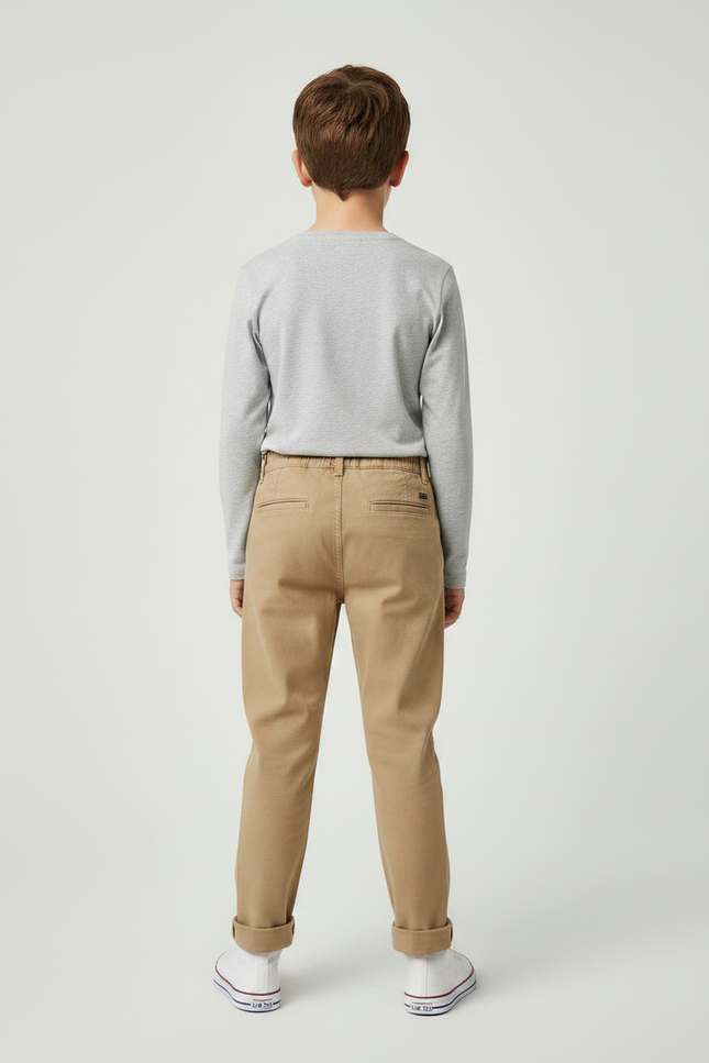 Pantalon Chino Beige Coton Droit Confort Garçon - vue 2