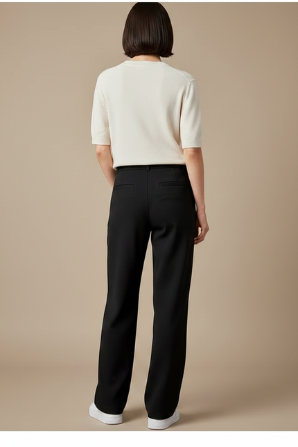 Pantalon Chino Femme Noir Coupe Ample - Gabardine - vue 2