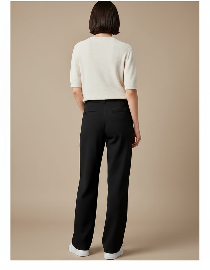Pantalon Chino Femme Noir Coupe Ample - Gabardine - vue 2