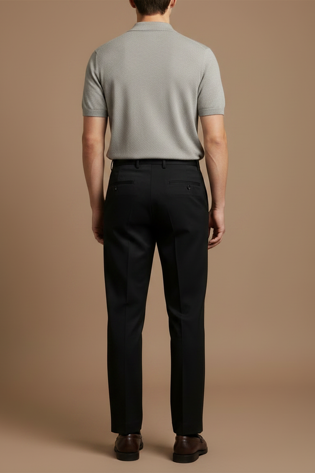 Pantalon Chino Noir Droit Habillé Élégant Homme - Gabardine - vue 2