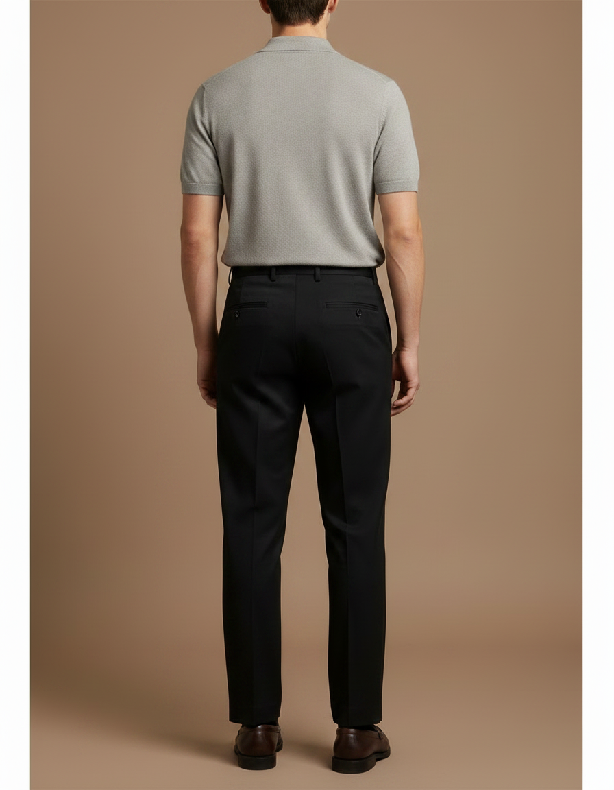 Pantalon Chino Noir Droit Habillé Élégant Homme - Gabardine - vue 2