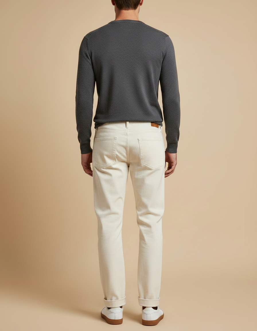 Pantalon Chino Homme Beige Regular - Gabardine - vue 2