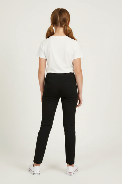Pantalon Chino Noir Slim Extensible Fille Élégant - Gabardine - vue 2