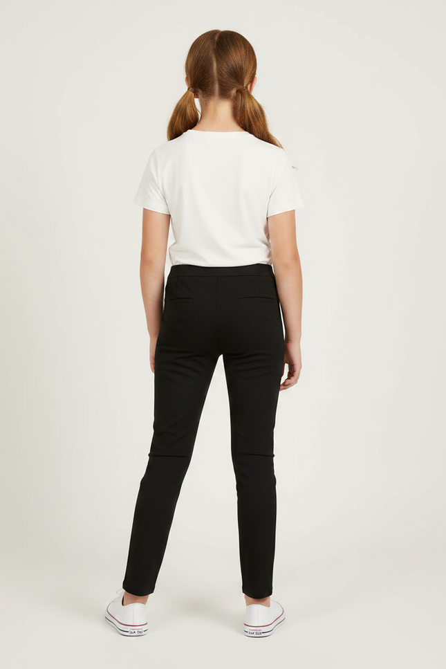 Pantalon Chino Noir Slim Extensible Fille Élégant - Gabardine - vue 2