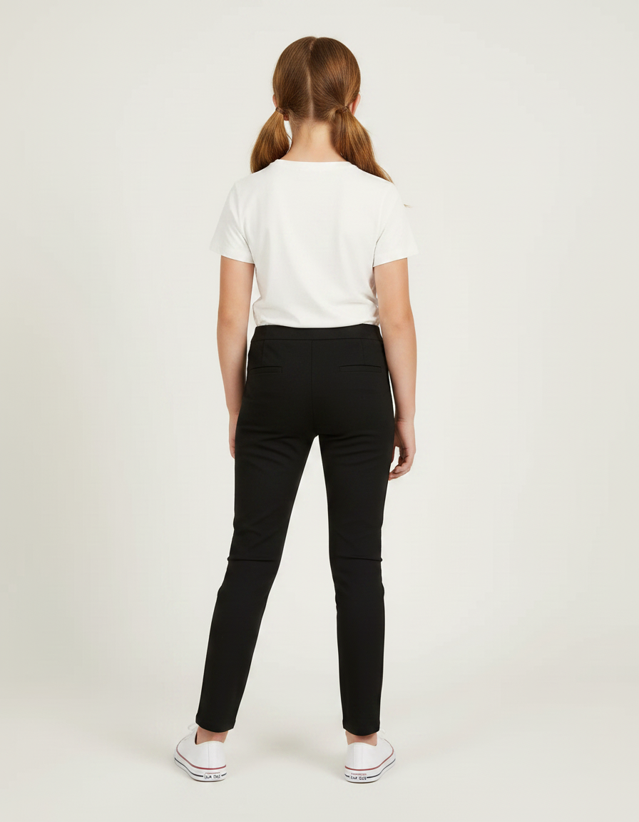 Pantalon Chino Noir Slim Extensible Fille Élégant - Gabardine - vue 2