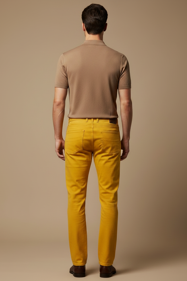 Pantalon Chino Jaune Homme Slim Décontracté Coton - vue 2