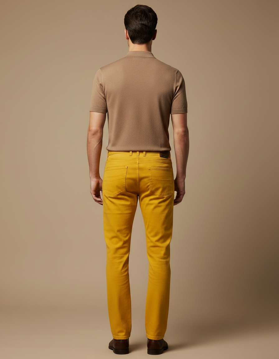 Pantalon Chino Jaune Homme Slim Décontracté Coton - vue 2