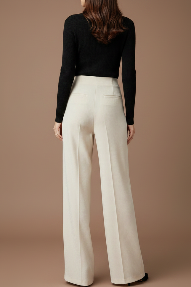 Pantalon Chino Femme Beige Large Coton - Gabardine - vue 2