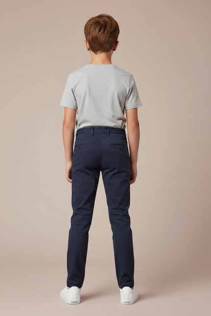 Pantalon Chino Bleu Marine Slim Garçon Coton - vue 2