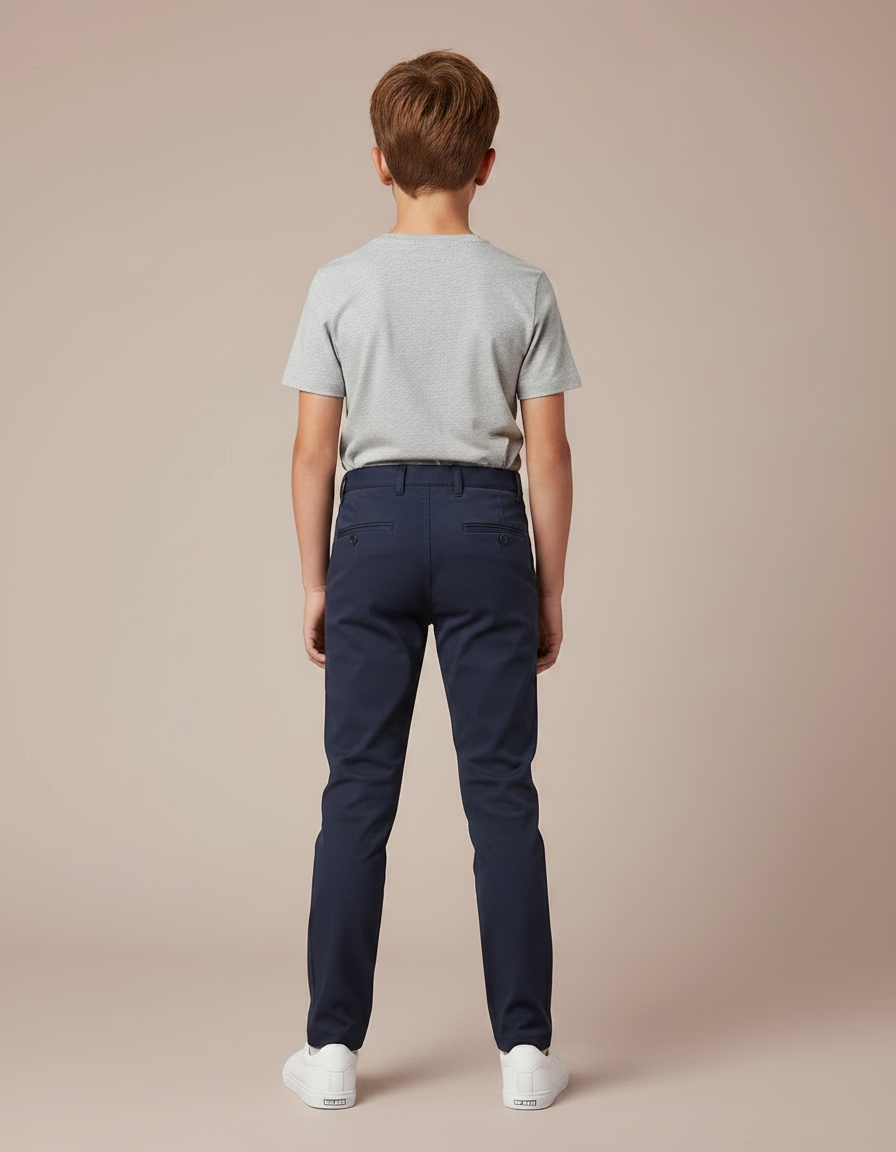 Pantalon Chino Bleu Marine Slim Garçon Coton - vue 2