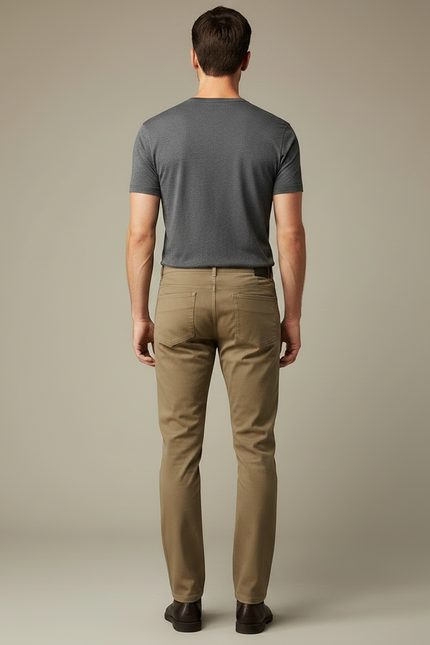 Pantalon Chino Ocre - Kaki Gabardine - vue 2