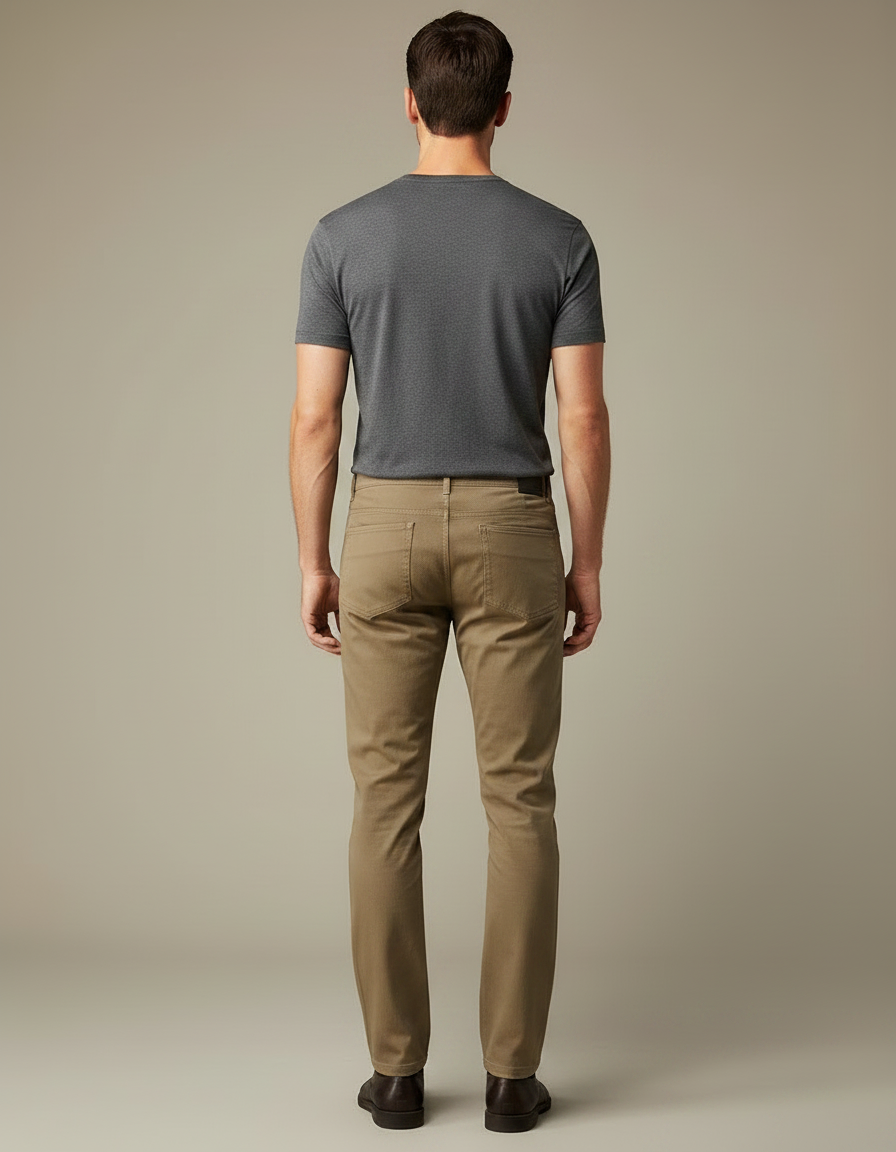 Pantalon Chino Ocre - Kaki Gabardine - vue 2