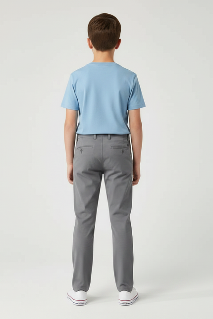 Pantalon Chino Gris Coton Stretch Slim Enfant - vue 2