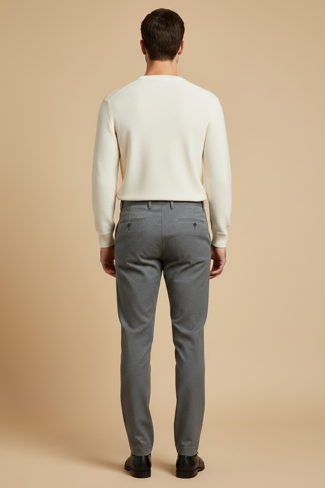 Pantalon Chino Gris Uni Slim Élégant Homme - Gabardine - vue 2