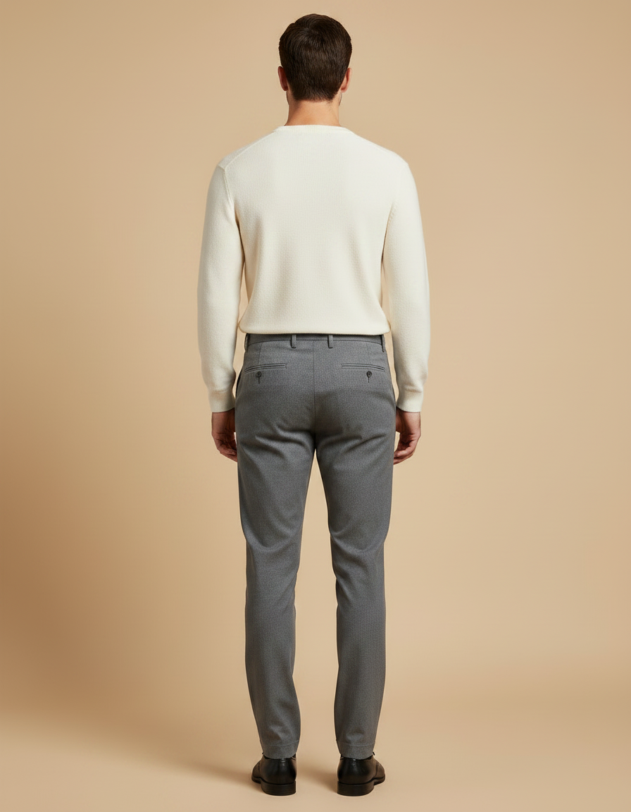 Pantalon Chino Gris Uni Slim Élégant Homme - Gabardine - vue 2