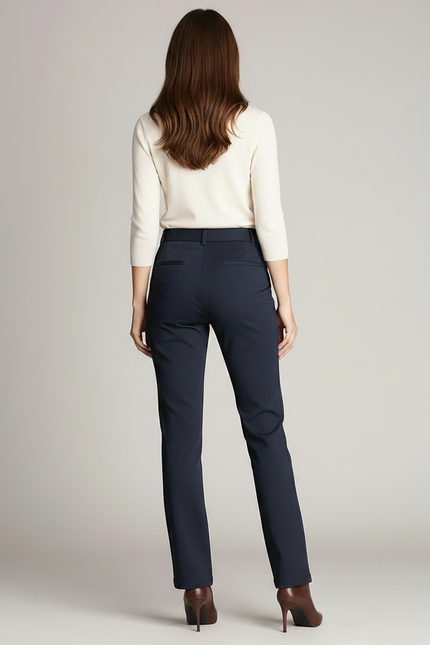 Pantalon Chino Bleu Marine Droit Élastique Élégant Femme - Gabardine - vue 2