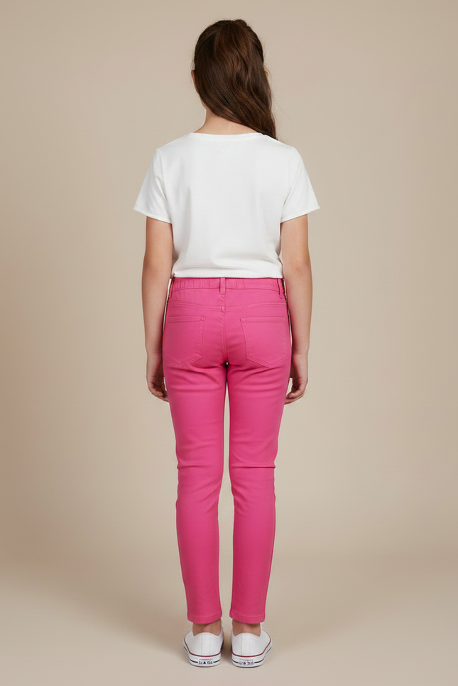 Pantalon Chino Rose Fille Slim Extensible Coton - vue 2