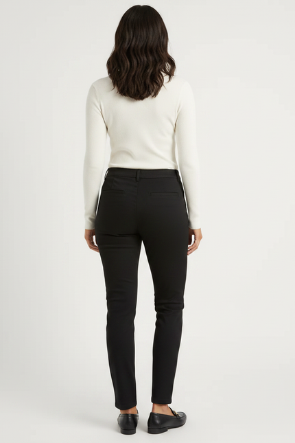 Pantalon Chino Noir Slim Confortable Femme Élégant - Gabardine - vue 2