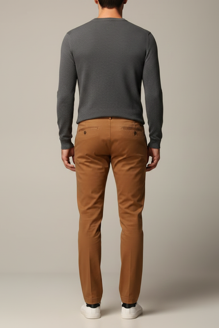 Pantalon Chino Terracotta Homme - Orange Coton - vue 2