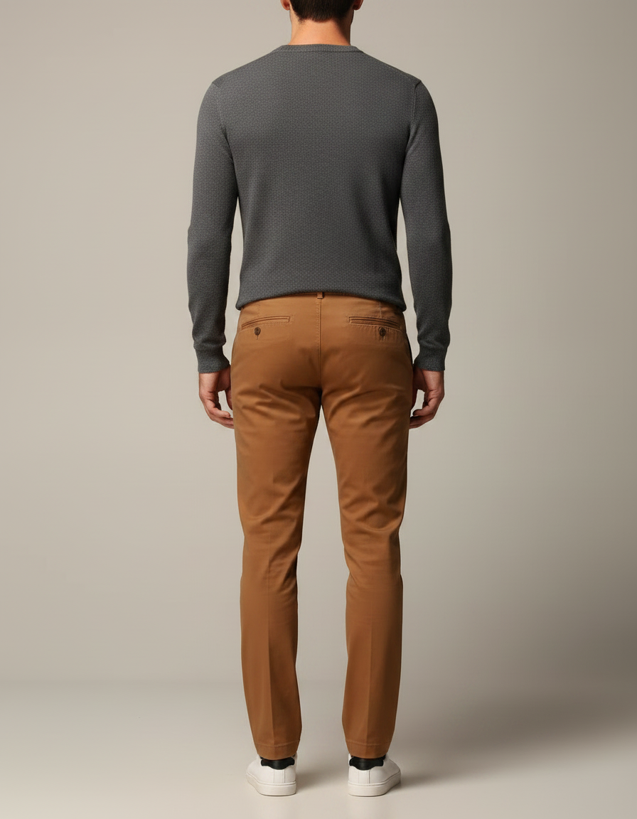 Pantalon Chino Terracotta Homme - Orange Coton - vue 2