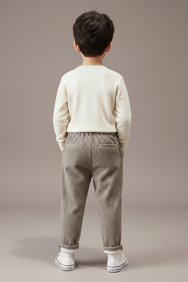 Pantalon Chino Garçon Marron Tapered Velours Côtelé - Cordé - vue 2