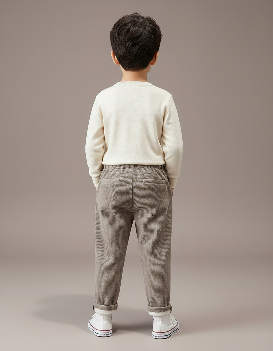 Pantalon Chino Garçon Marron Tapered Velours Côtelé - Cordé - vue 2