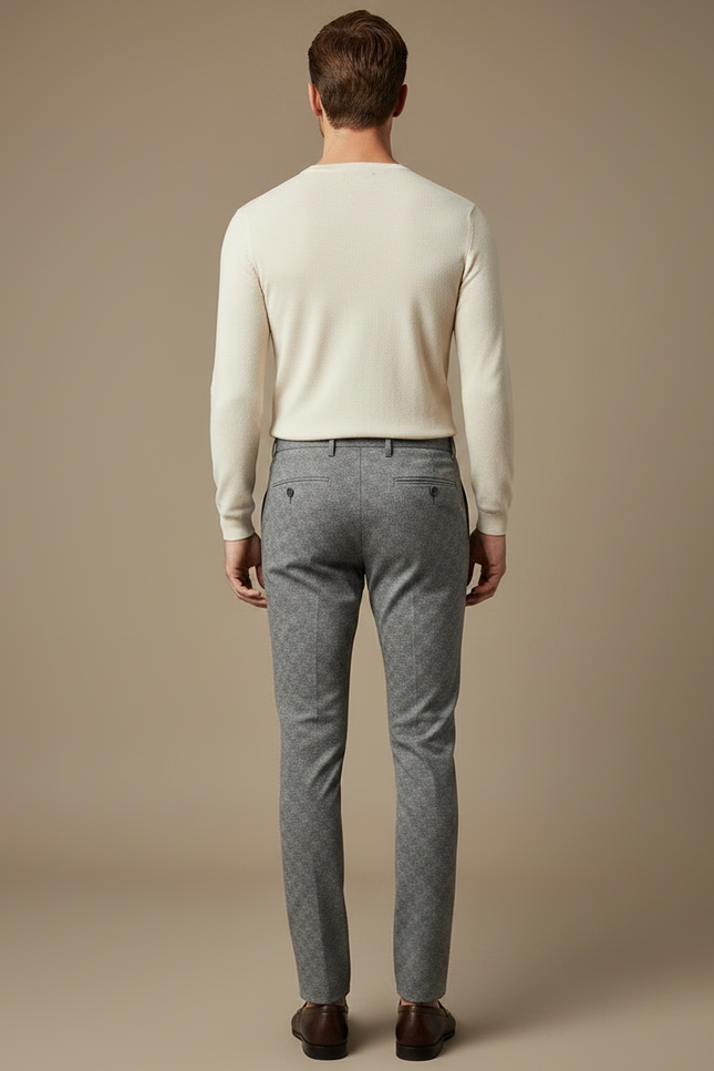 Pantalon Chino Gris Carreaux Slim Habillé Homme - Tweed - vue 2