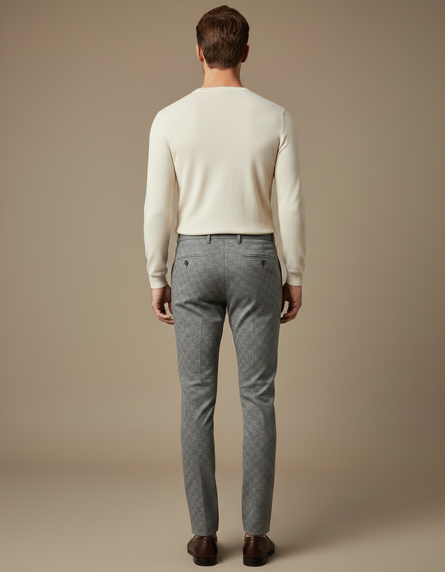 Pantalon Chino Gris Carreaux Slim Habillé Homme - Tweed - vue 2