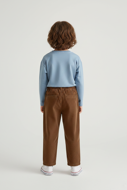 Pantalon Chino Garçon Marron Coupe Ample - Cordé - vue 2