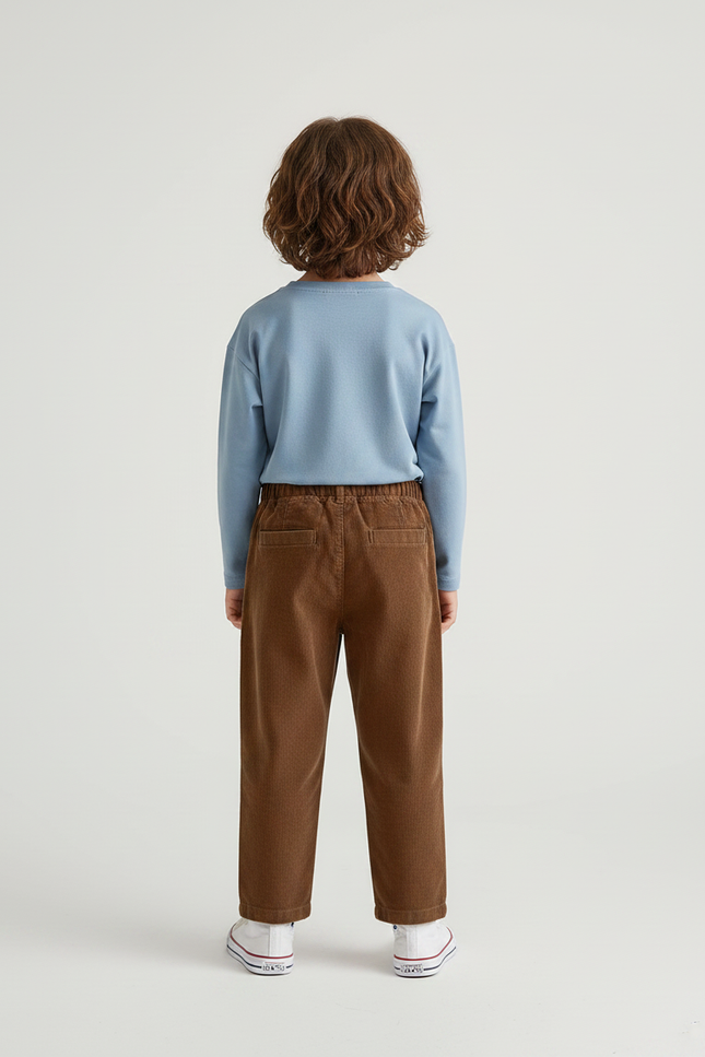 Pantalon Chino Garçon Marron Coupe Ample - Cordé - vue 2
