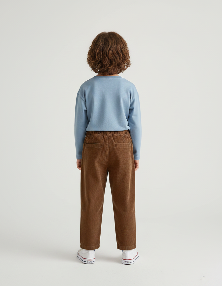 Pantalon Chino Garçon Marron Coupe Ample - Cordé - vue 2