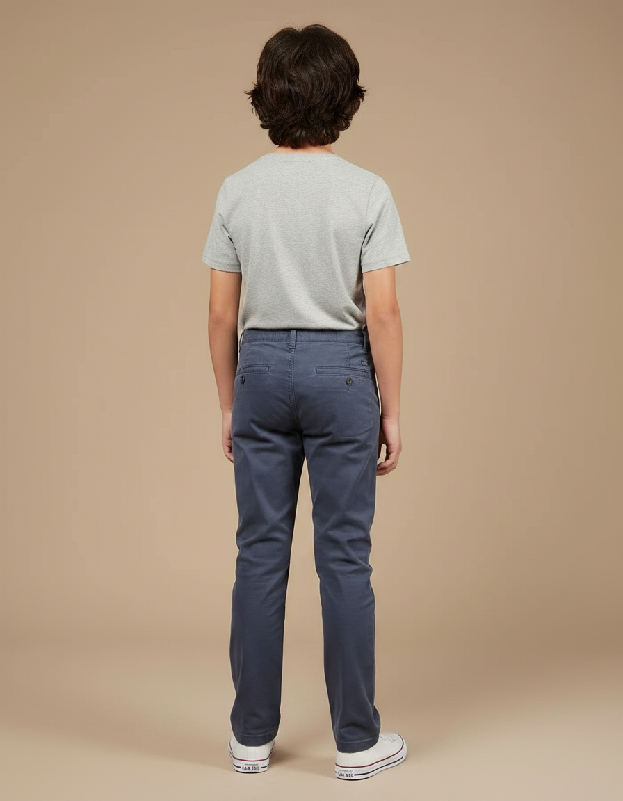 Pantalon Chino Bleu Marine Coton Slim Enfant - vue 2