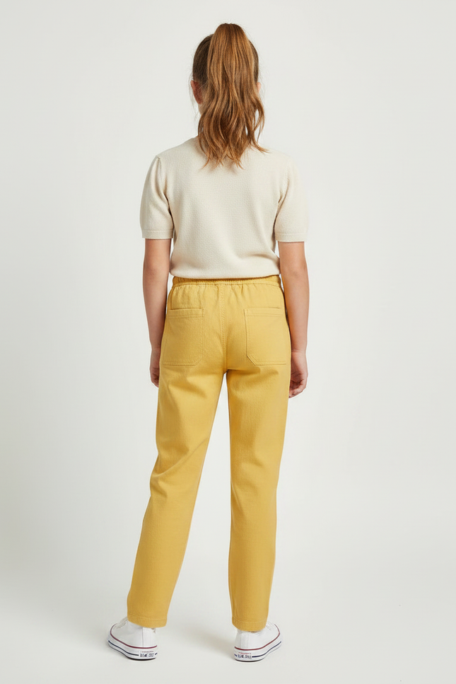 Pantalon Chino Jaune Moutarde Droit Coton Fille - vue 2