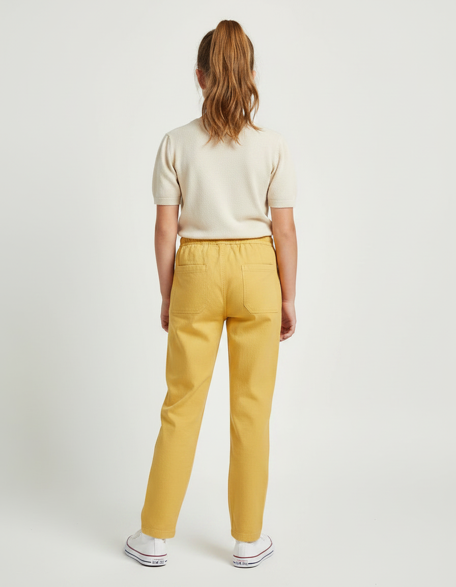 Pantalon Chino Jaune Moutarde Droit Coton Fille - vue 2
