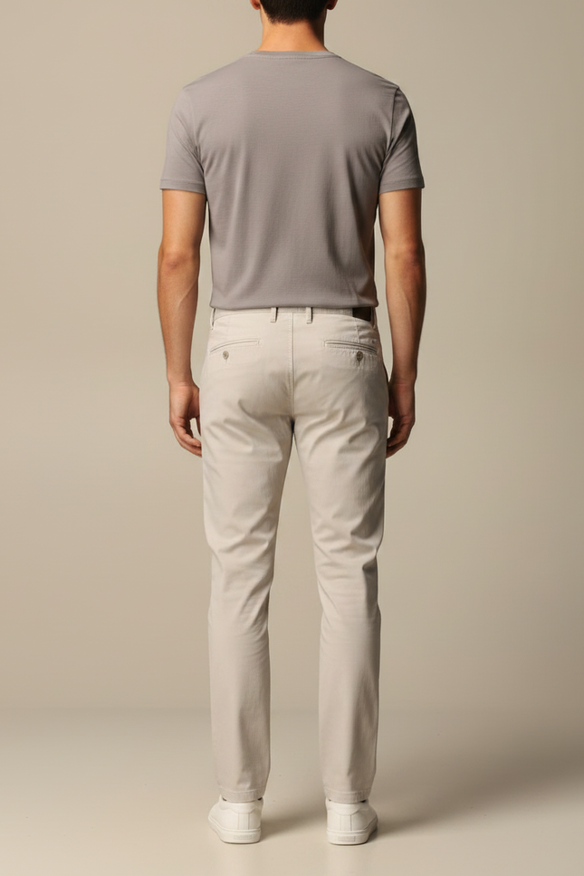 Pantalon Chino Beige Coton Droit Décontracté Homme - Gabardine - vue 2