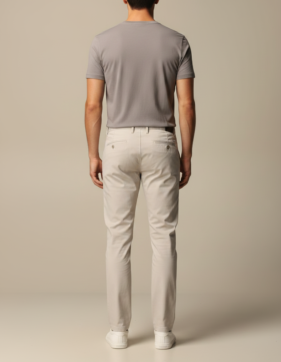 Pantalon Chino Beige Coton Droit Décontracté Homme - Gabardine - vue 2