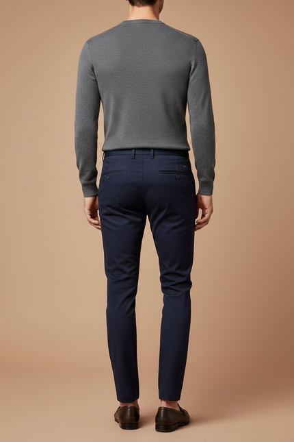 Pantalon Chino Bleu Marine Slim Élégant Homme - Coton - vue 2