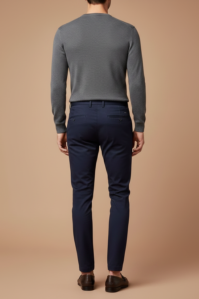 Pantalon Chino Bleu Marine Slim Élégant Homme - Coton - vue 2