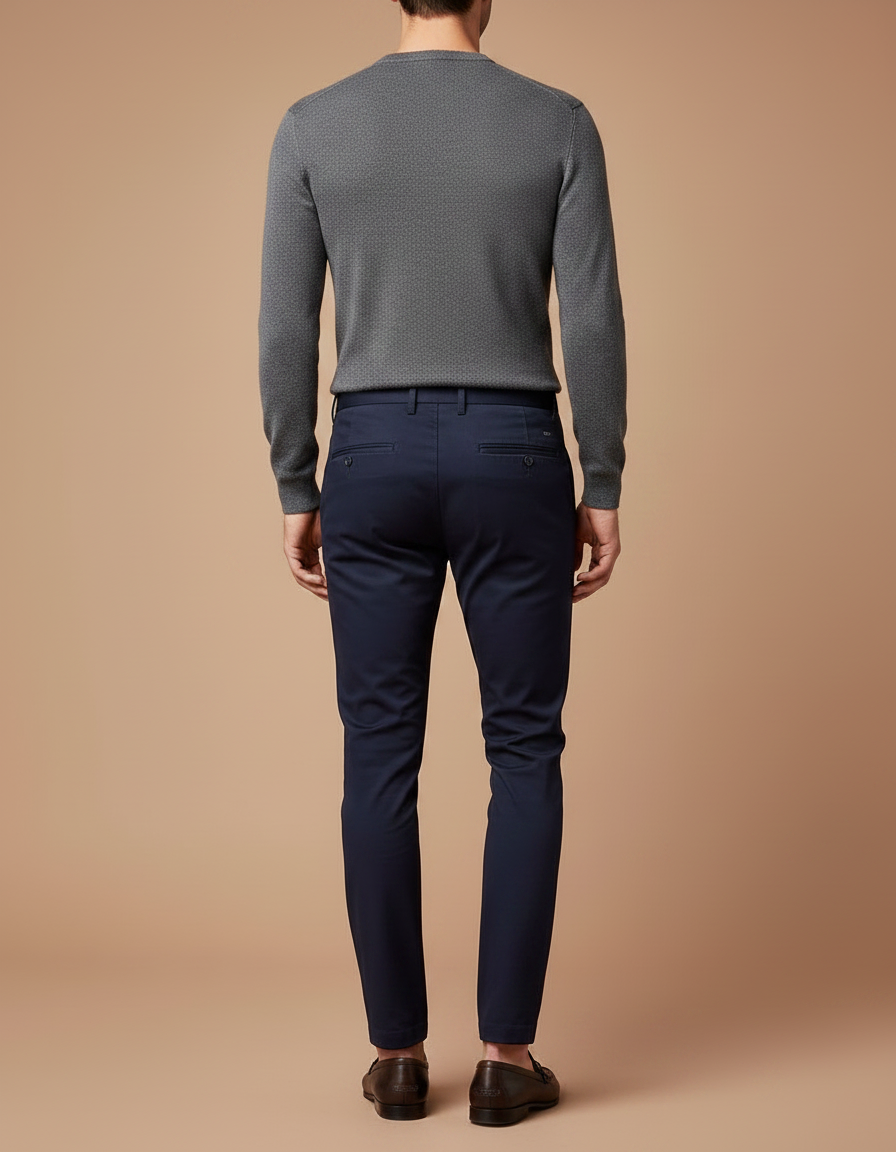 Pantalon Chino Bleu Marine Slim Élégant Homme - Coton - vue 2