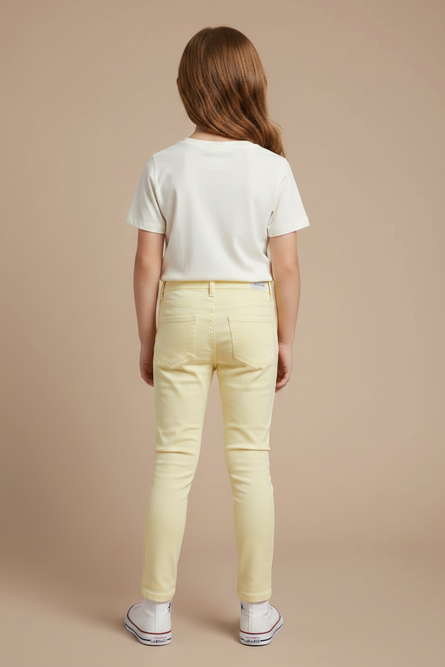 Pantalon Chino Jaune Clair Coton Slim Fille Uni - vue 2