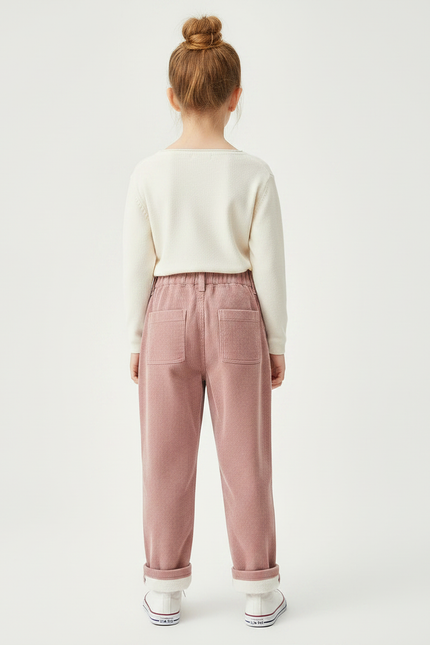 Pantalon Chino Rose Côtelé Ample Doublé Chaud - Cordé - vue 2