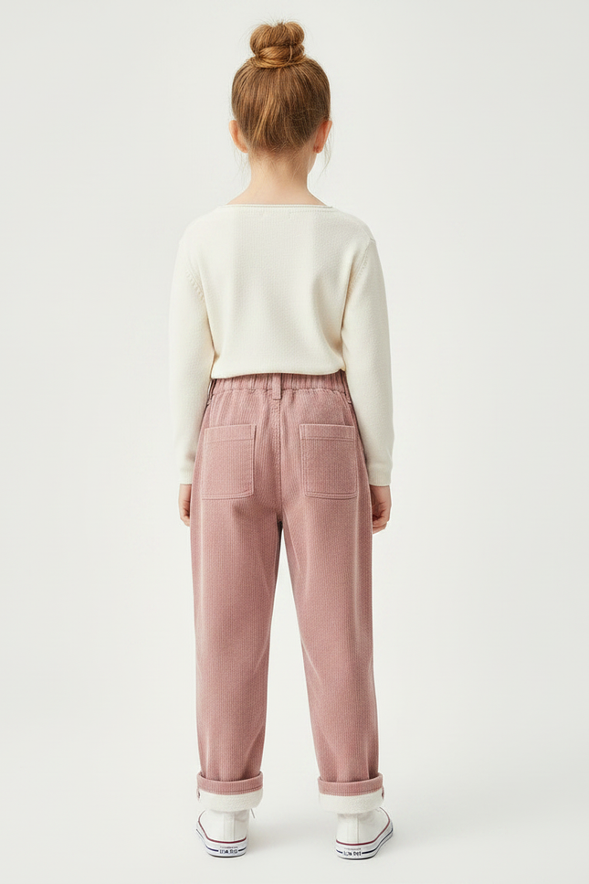 Pantalon Chino Rose Côtelé Ample Doublé Chaud - Cordé - vue 2