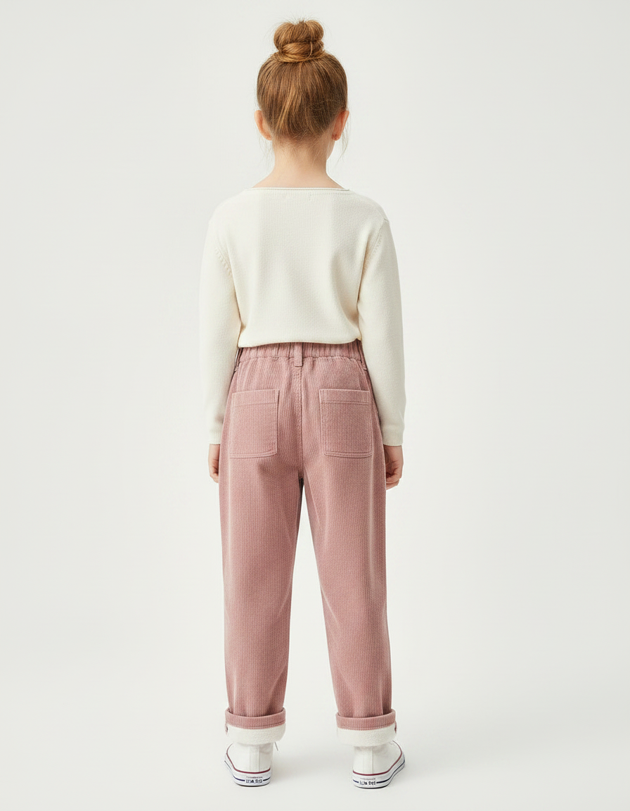 Pantalon Chino Rose Côtelé Ample Doublé Chaud - Cordé - vue 2