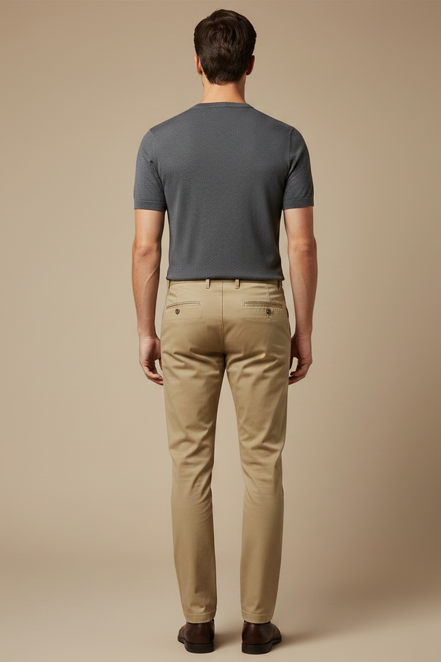 Pantalon Chino Extensible Homme - Beige Gabardine - vue 2